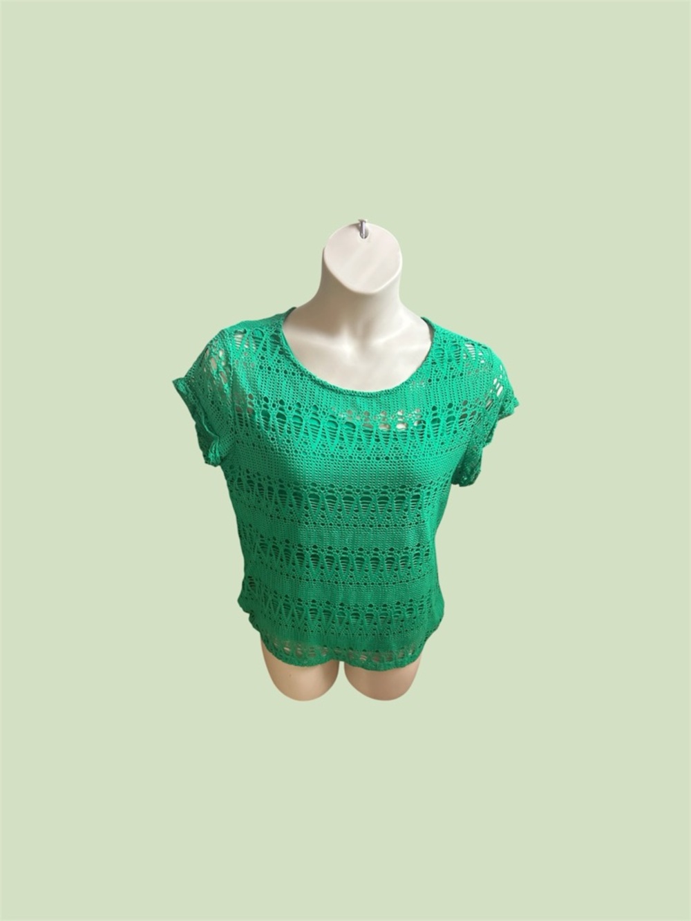 Chico's Bright Green Crochet Short Sleeve Top
